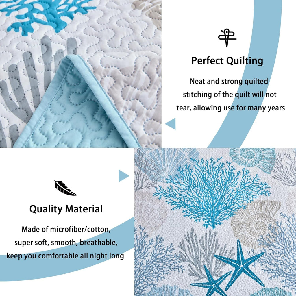 3 Piece Coastal Quilt Sets Full/Queen