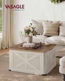 Collection - Farmhouse Coffee Table with Storage, Square Center Coffee Table, with Hidden Compartment