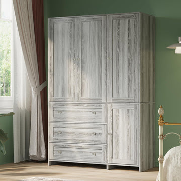 71" Armoire Wardrobe Closet with 3 Drawers and Mirror