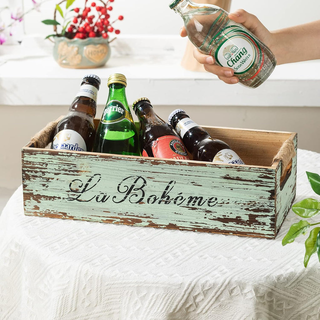 Farmhouse Distressed Wooden Storage Box, Rustic Bathroom Decor Box, Decorative Toilet Tank Basket, Vintage Countertop