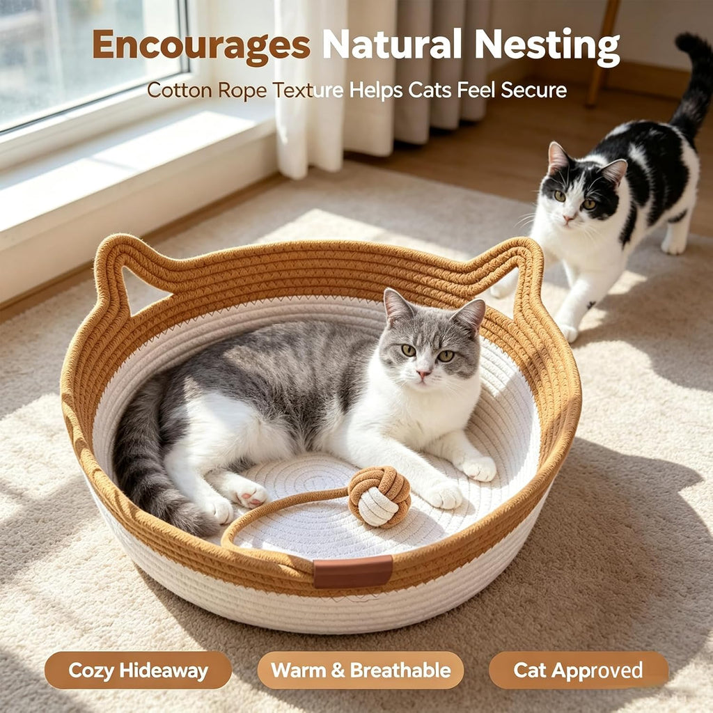 Large Instinct Basket for Cats Rope Cotton Handwoven Cat Basket