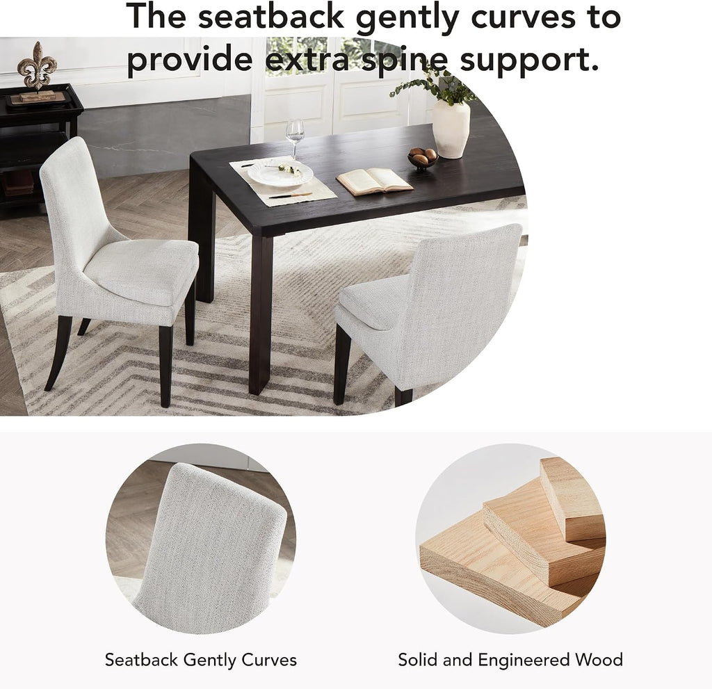 Upholstered Dining Chairs Modern Sidechair Performance Fabric High Back Armlesschair for Diningroom Kitchen,White,Set