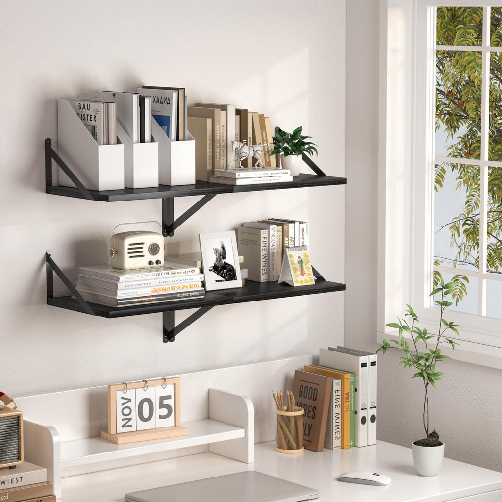 16W x 12D Deep Floating Shelves Set of 2 Black