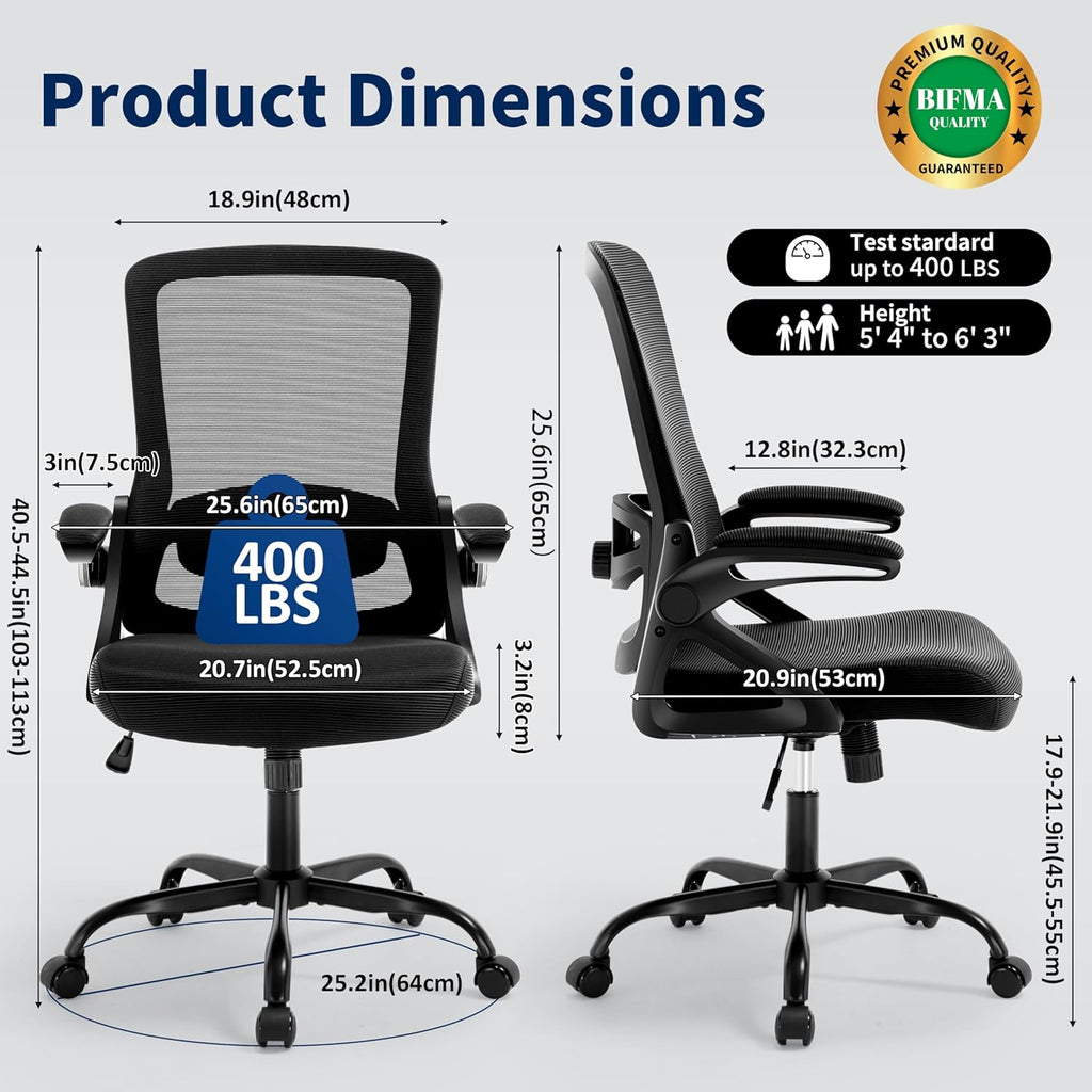 Ergonomic Office Chair Desk Chair with Adjustable Lumbar Support | Mesh Computer Chair Home Office Desk Chair with