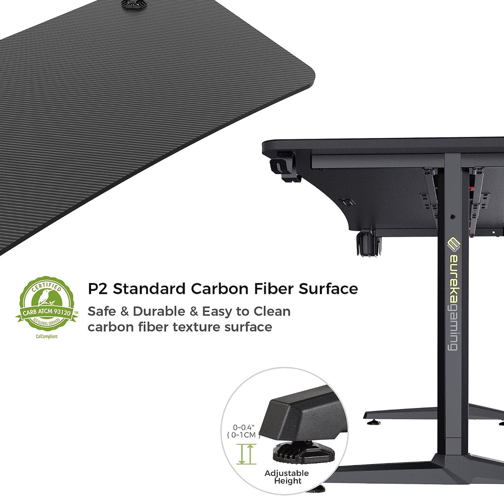 60 Inch Curved Gaming Desk with Large Adjustable Keyboard Tray