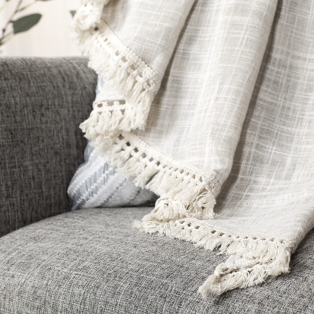 Beda Home Tassel Linen Textured Swag Curtain Valance, Nature, 52 x 18 in