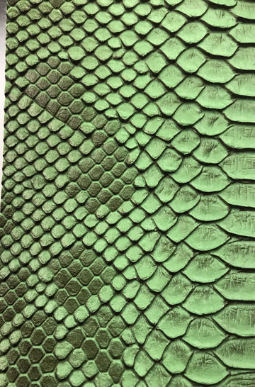 Vinyl Fabric - Green Faux Viper Snake Skin Vinyl - Faux Leather - 3D Scales Upholstery - Sold by The Yard.
