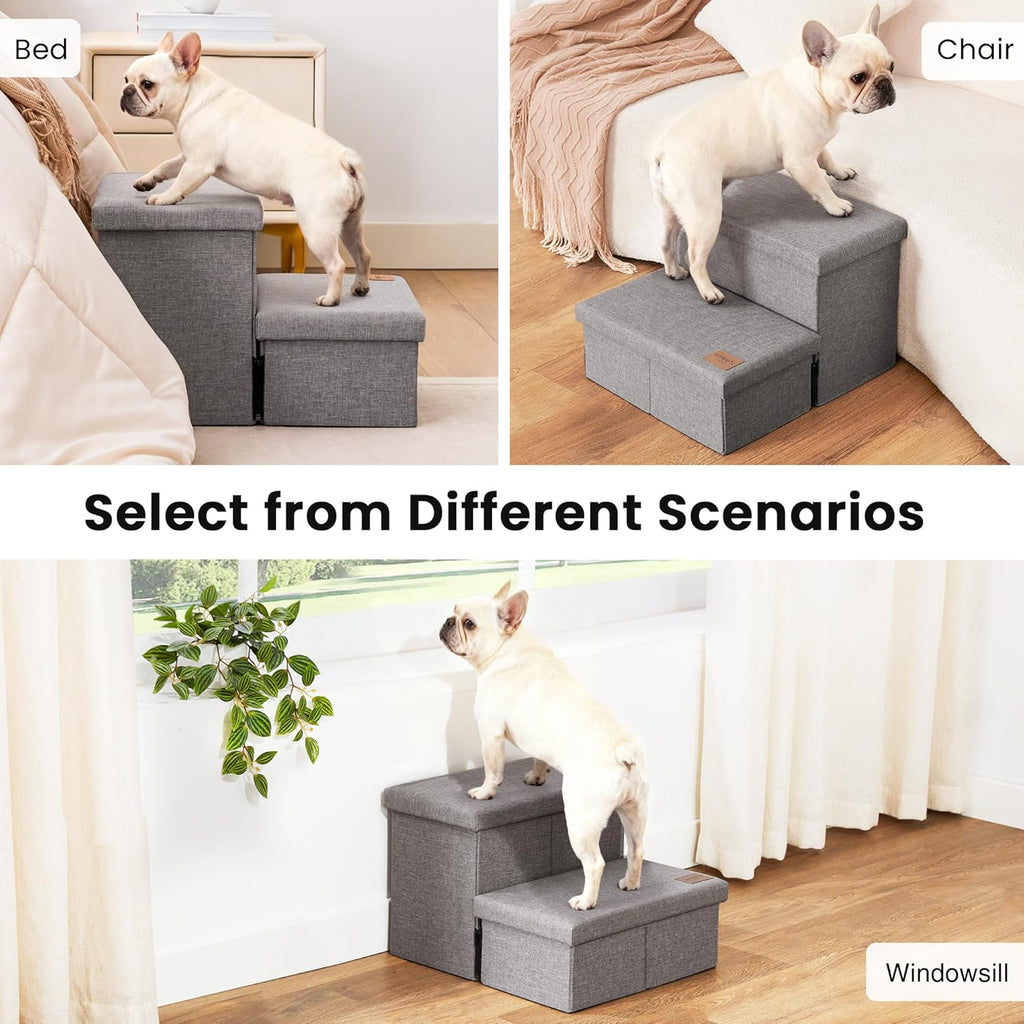 Dog Stairs with Storage 13" H, Foldable Pet Stairs for Small Medium or Large Dogs
