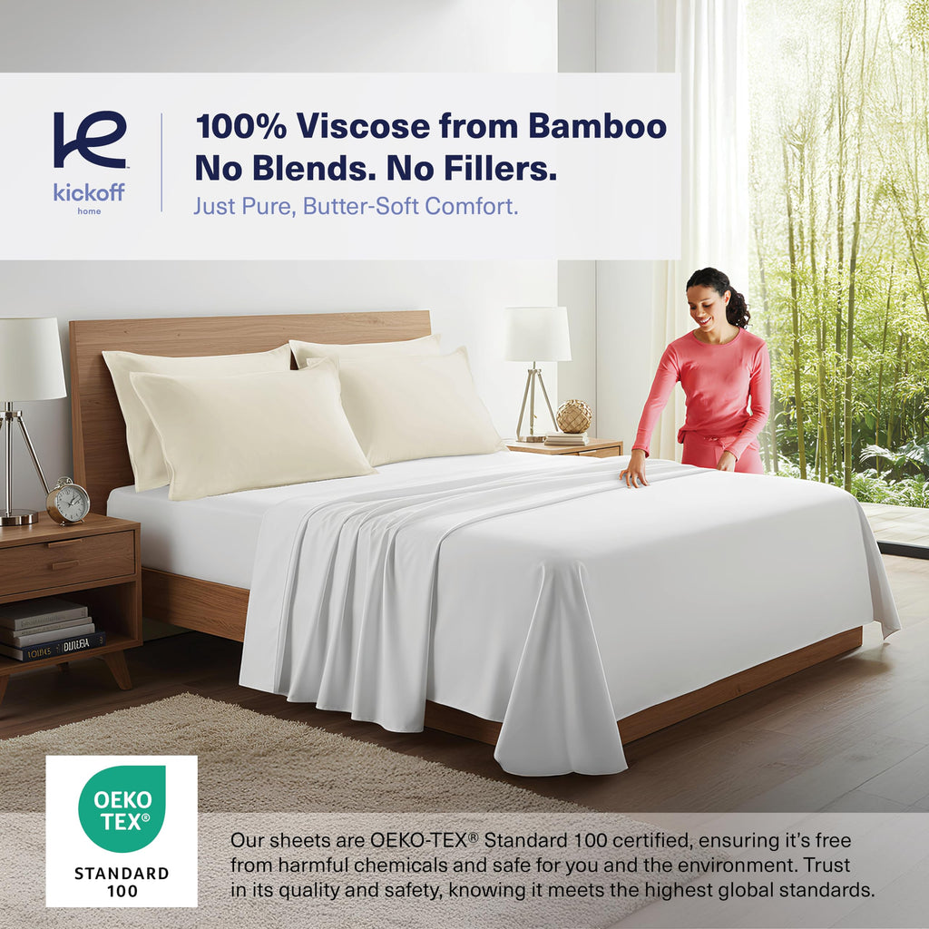 Viscose Bamboo Pillowcase, Standard, Set of 2, 100% Organic Hidden Zippered Viscose Bamboo Pillow Case Standard Size