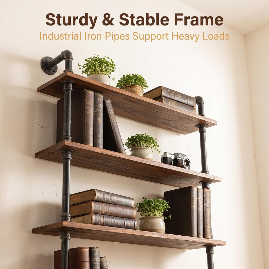 Retro Wall Mounted Pipe Shelf 36inch Width Farmhouse 6 Layers Storage Organizer Bathroom Office Home Decor Industrial