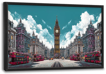 Large Wall London Big Ben Canvas Wall Decor England Cityscape Pictures Paintings Prints Big Artwork Framed Modern