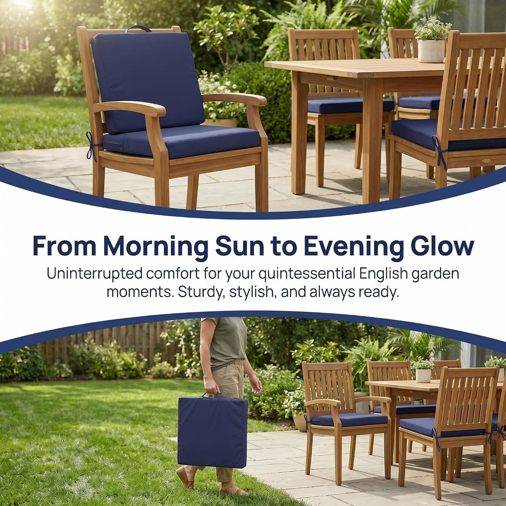 Outdoor Chair Cushions Set of 4, Navy 19"x19"x3" | Patio Chair Cushions, Waterproof Furniture Cushions with Removable
