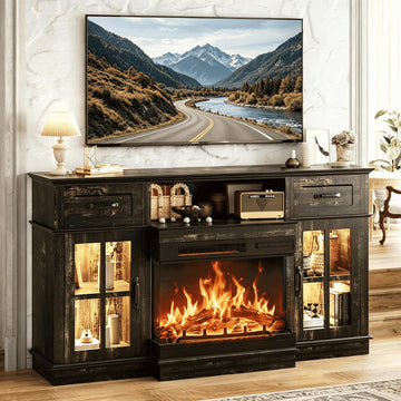 58" for up to 65" TVs, Dark Rustic Oak