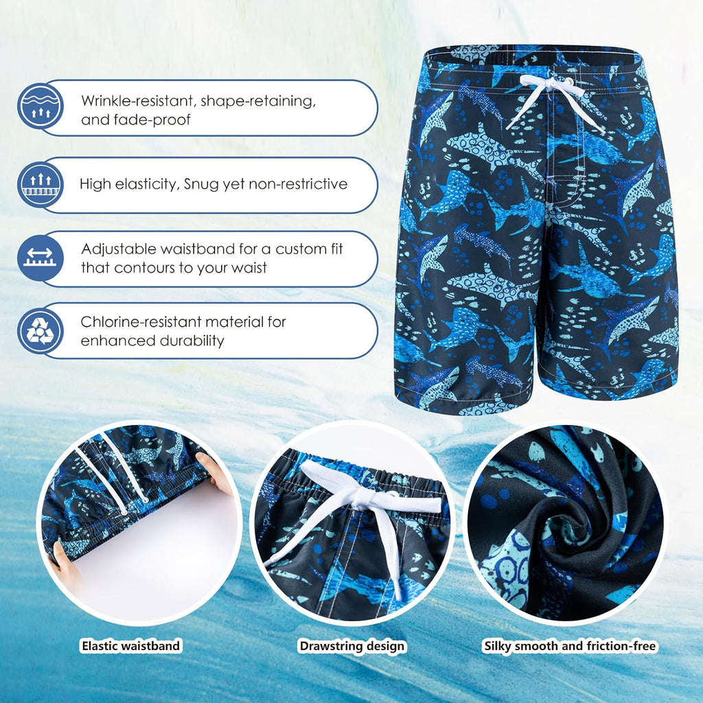 Boys Swim Trunks 3 Pack Quick Dry UPF 50+ Bathing Suit