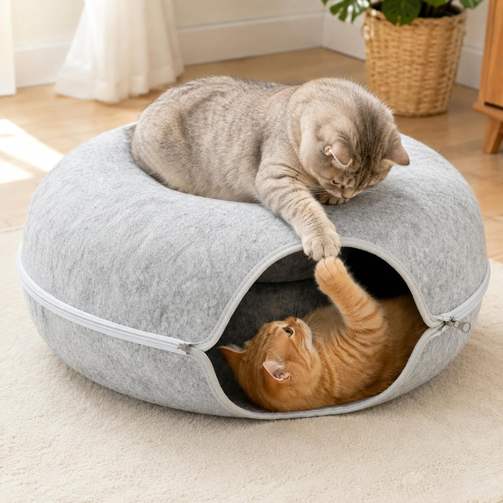 Cat Cave Donut Bed for Indoor Cats