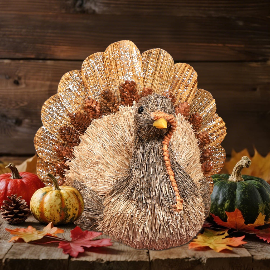 Sisal Turkey Figurine - Thanksgiving Table Decorations Indoor