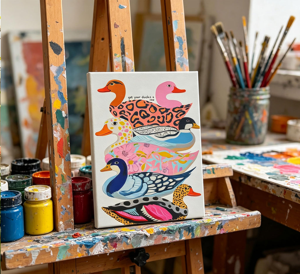 Colorful Duck Canvas Wall Art Funny Animal Painting Picture Wall Decor Kitsch Dopamine Fashion Animals Poster Print