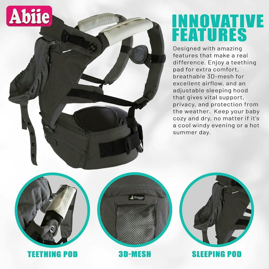 Huggs in-1 Baby Carrier with Hip Seat - Ergonomic M-Position
