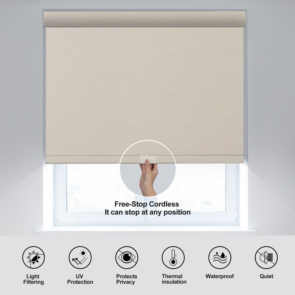 Blackout Roller Shades for Windows, Beige
