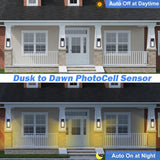 LED Dusk to Dawn Outdoor Light Fixtures - 2 Packs Modern Porch Lighting with Attractive Glass