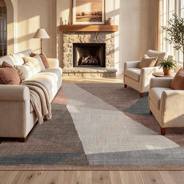 Mid Century Modern Rug, Washable Non-Slip Low Pile, Brown