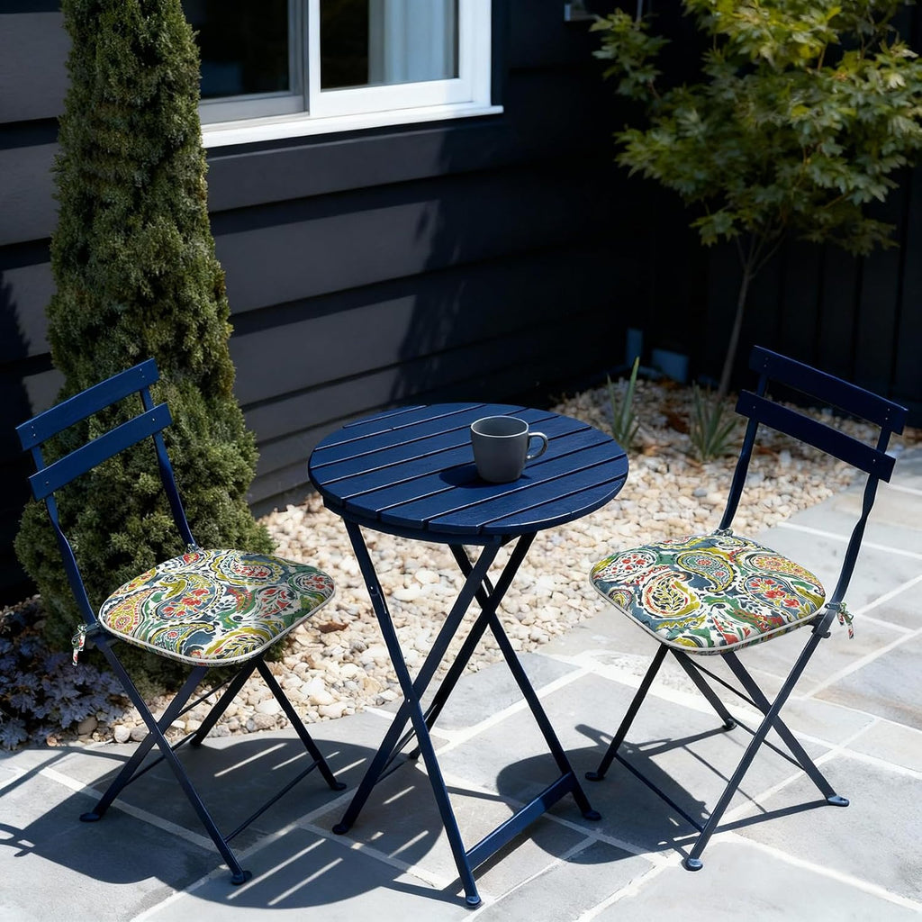 Outdoor Chair Cushions Set of 4, Patio Seat Cushions D16xW17 with Ties, Water Repellent Chair Pads Furniture Garden