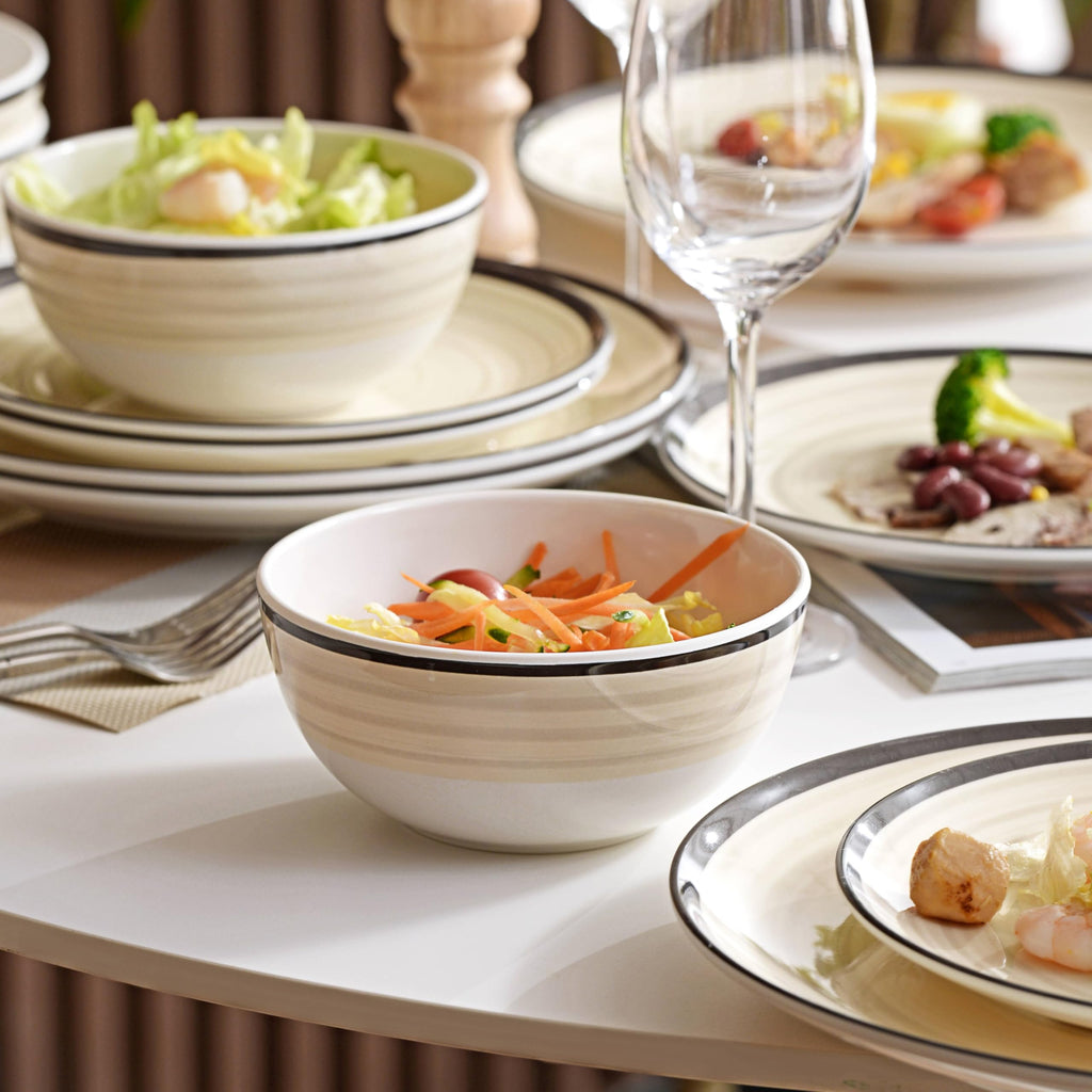 Melamine Dinnerware Set for 4, 12Pcs Dinner Dishes Set, Off White