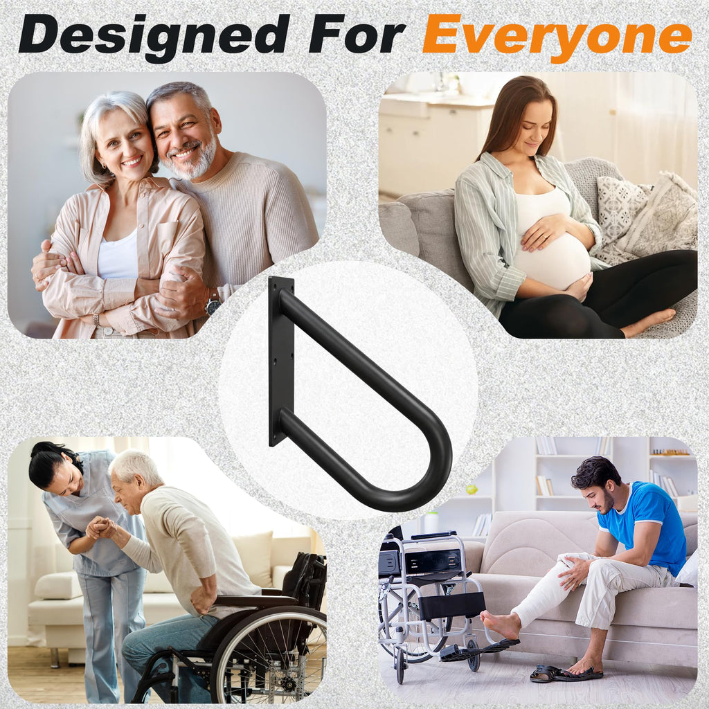 Handrails for Outdoor Step U Shaped Pipe Grab Hand Rails for 1-2 Steps Indoor or Outdoor Stair Wall-Mount Hand