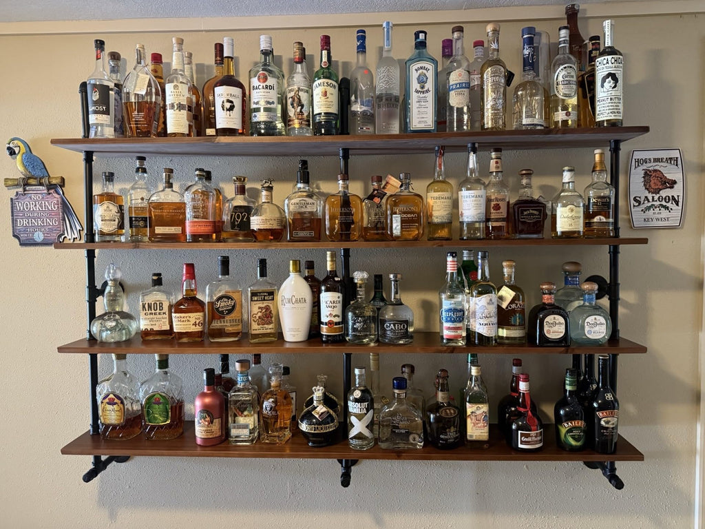 70 Inch Industrial Pipe Wall Shelves Pipe Shelving with Real Wood Plank