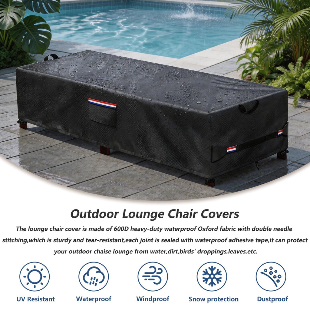 Waterproof Outdoor Lounge Chair Covers 2 Pack, 78"Lx27"Wx14"H inch