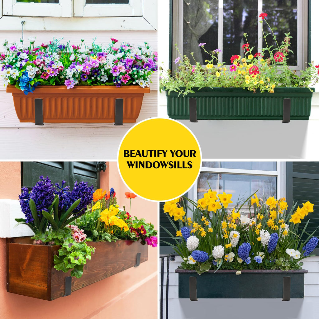 Window Box Brackets, 4 Pack Adjustable Heavy Duty Wall Mount Flower Box Holder (6 to 12 in), with 70lbs Capacity