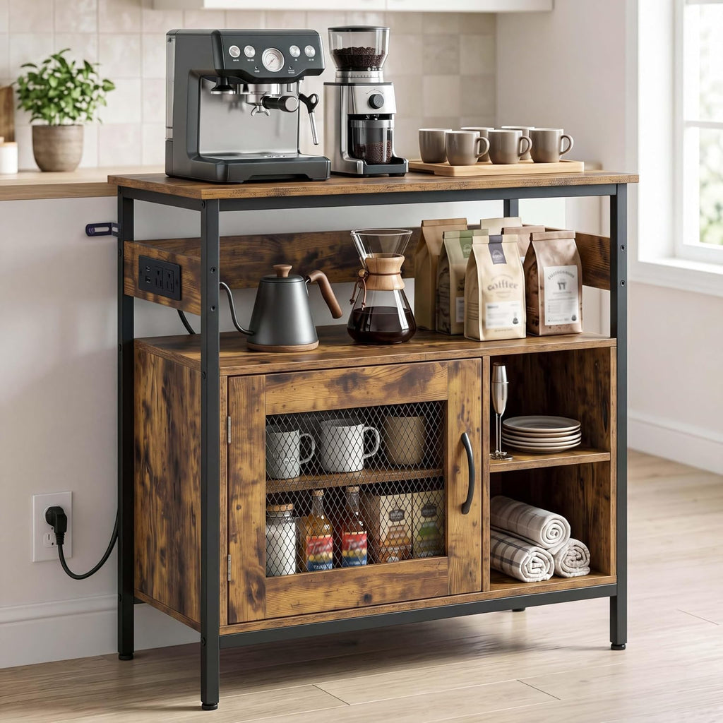 20‐29 Gallon Fish Tank Stand with Power Outlet, Rustic Brown
