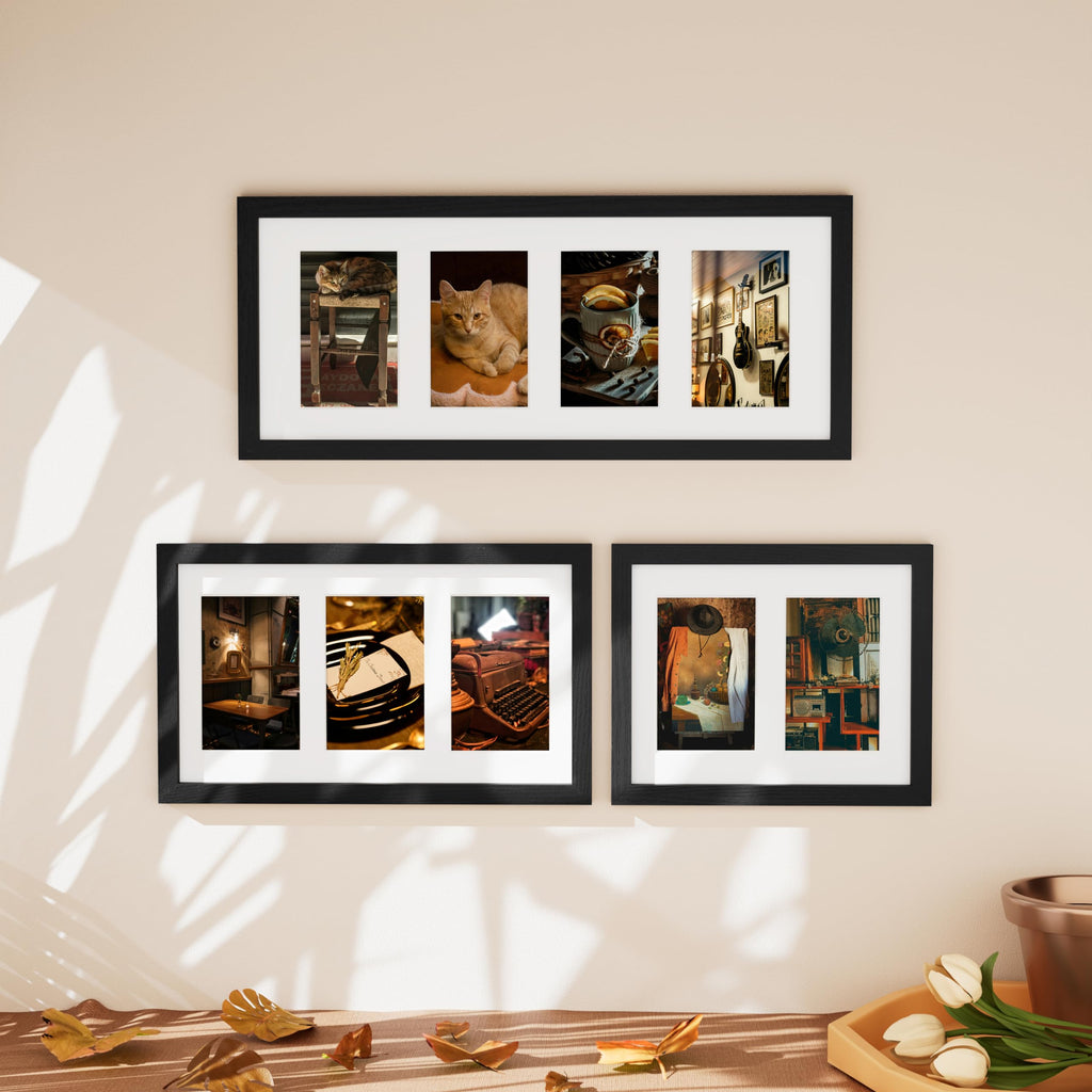 8x20 Collage Picture Frame, Displays 4Pcs 4x6 Pictures with Mat or 1Pcs 8x20 without Mat, Picture Frames Collage Wall