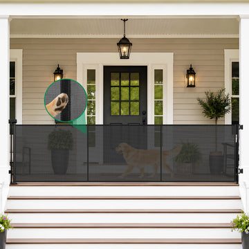 Reinforced 85" Wide Retractable Baby Gates Extra Wide Dog Gate, Black