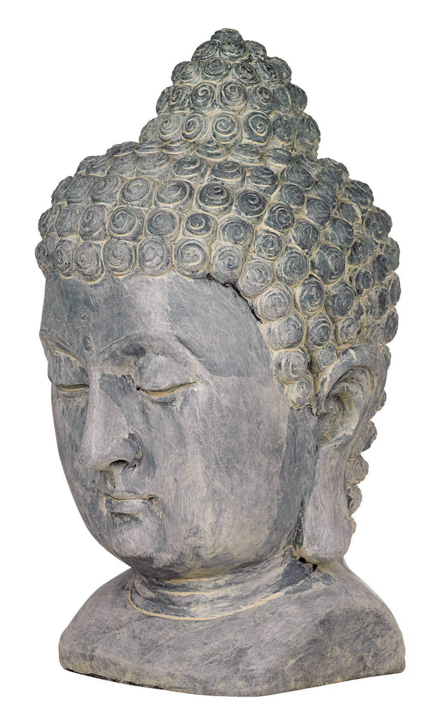 Meditating Buddha Head 18 1/2" High Outdoor Statue