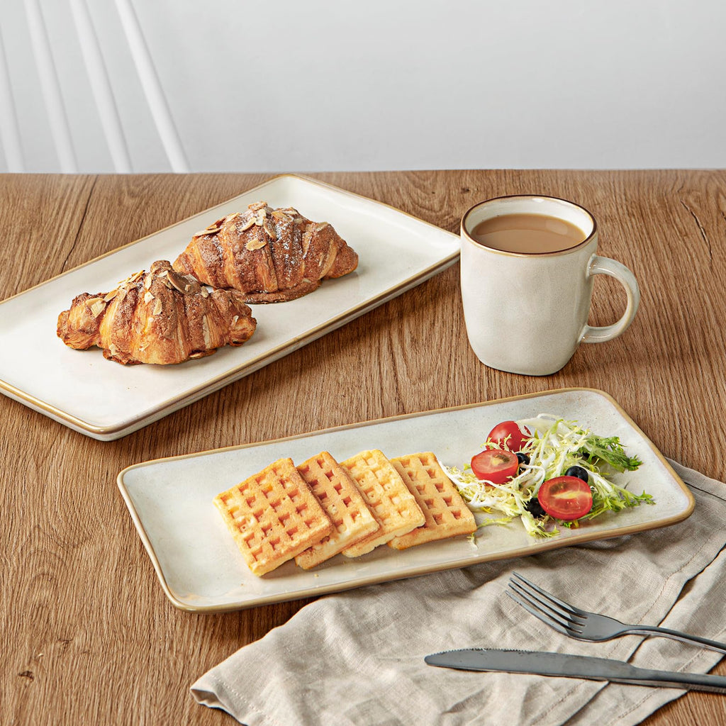 Serving Platters Set of 3 Sizes - Rectangular, Cappuccino White