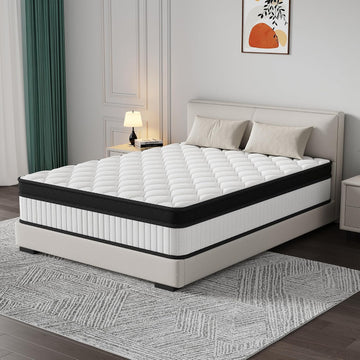 12 Inch Hybrid Mattress King Size, Cooling Memory Foam and Pocket Spring Bed in a Box, Medium Firm Support with