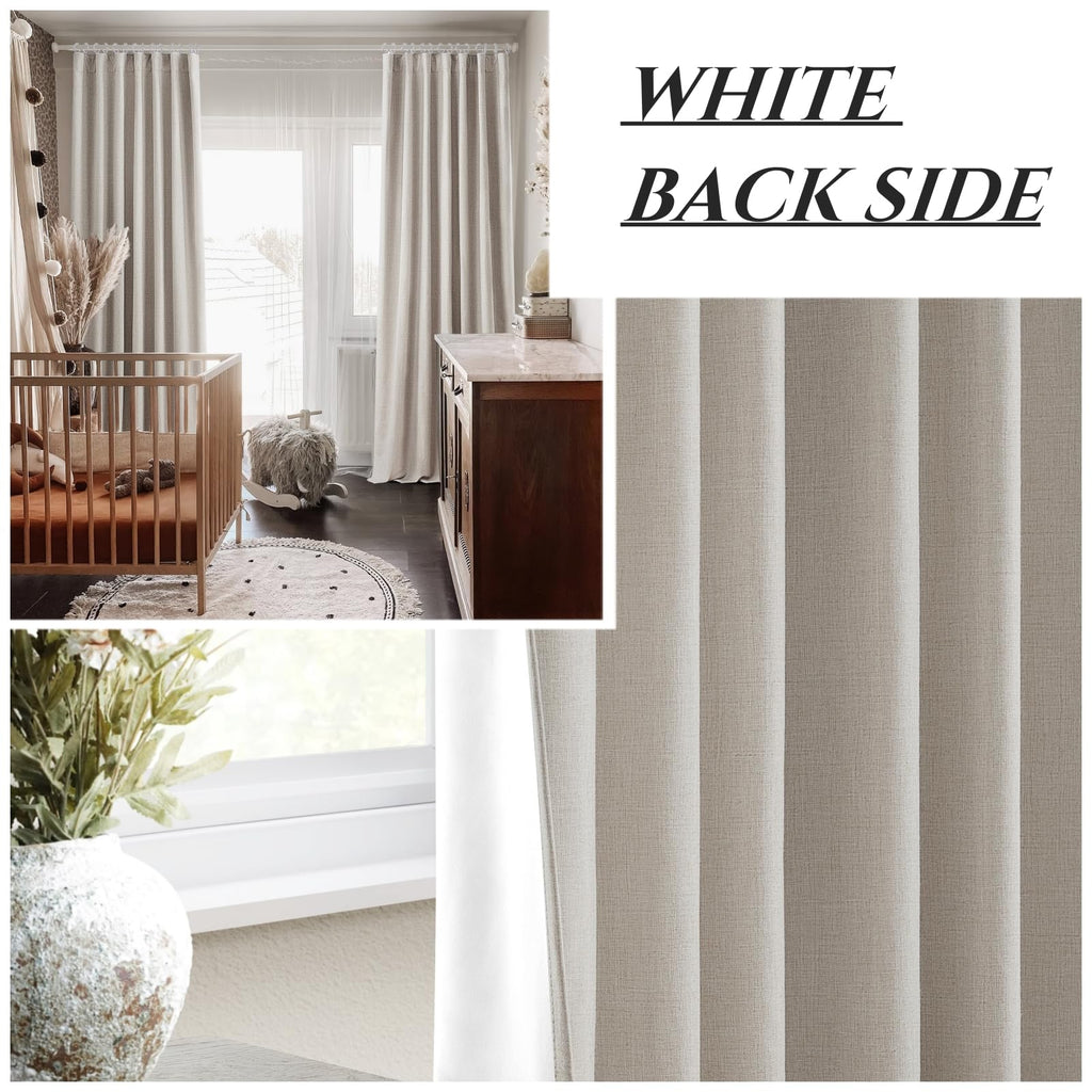 100 Inch Curtains Complete Blackout Curtains 2 Panels Set, Large Window Custom Length 100 Inches Long Neutral Cream