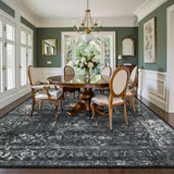 Margot Area Rugs 9x12 Living Room Soft Large Rugs for Bedroom, Boho Black Dining Room Rug, Distresse