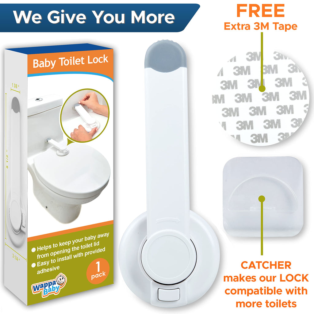 Toilet Lock by - 9"L x 4"W - Ideal Baby Proof Toilet Lid Lock - No Tools Needed Easy Installation with 3M Adhesive
