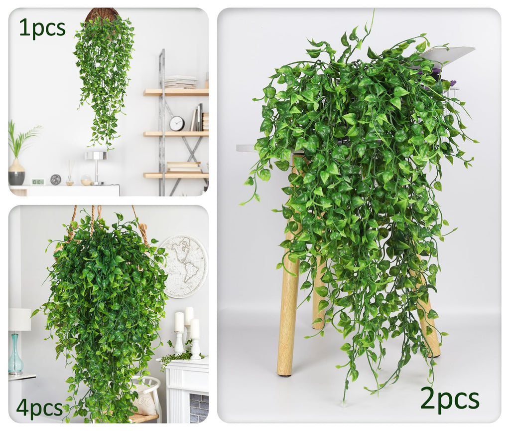 Artificial Hanging Plants 4PC 33in UV Resistant Eucalyptus Greenery