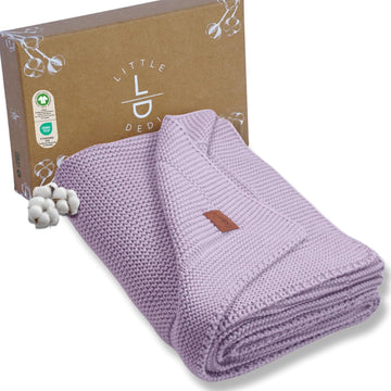 Organic Cotton Baby Blanket 30x40, Lavender Frost, Gift Box