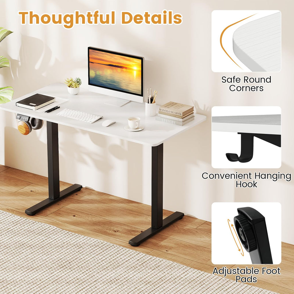 48" x 24" Electric Standing Desk, Ergonomic Height Adjustable Sit to Stand Desk with LED Display & 2 Memory Height
