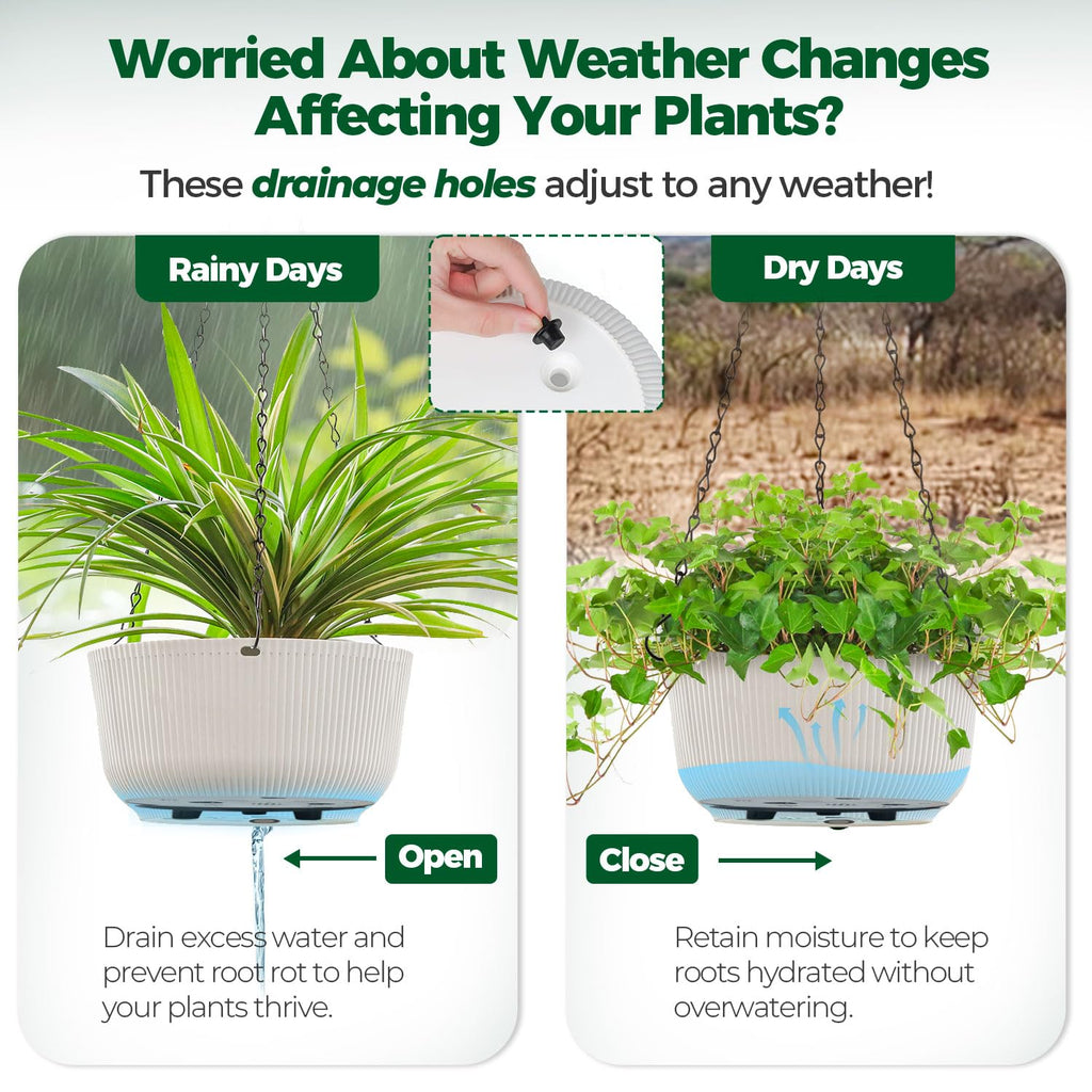 Hanging Planters for Indoor Outdoor, 8 Inch Self Watering Pots, 2 Pack