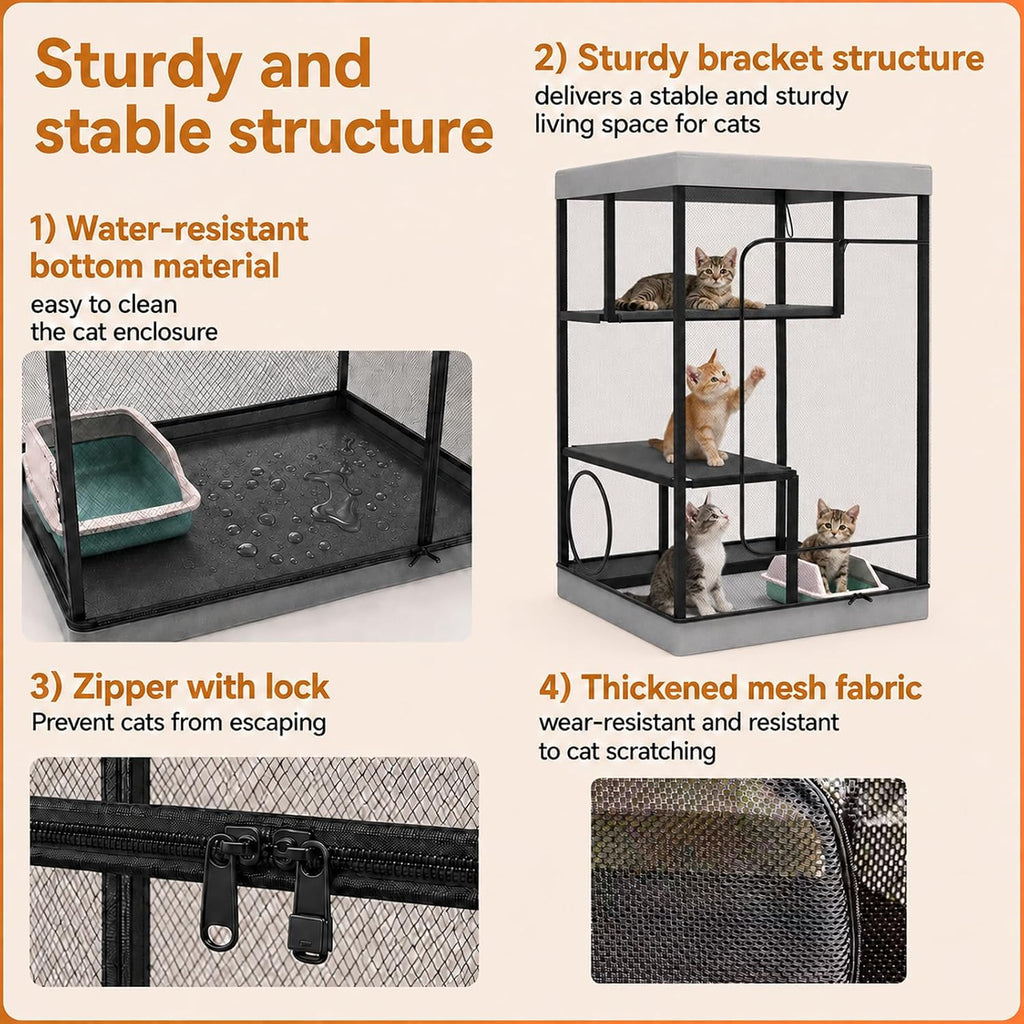 Large Catio Outdoor Cat Enclosure Cat Cage 43.3"× 26" × 26"