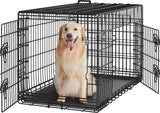 42 inch Double Door Dog Crate w/Divider for Puppy to Adult XL Collapsible Metal Crate with Removable Tray Wire Dog