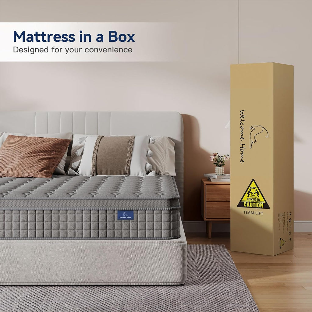 Full Mattress, 10 Inch Full Size Hybrid Mattress in a Box | Memory Foam & Pocket Spring Box Top Mattress for Pressure