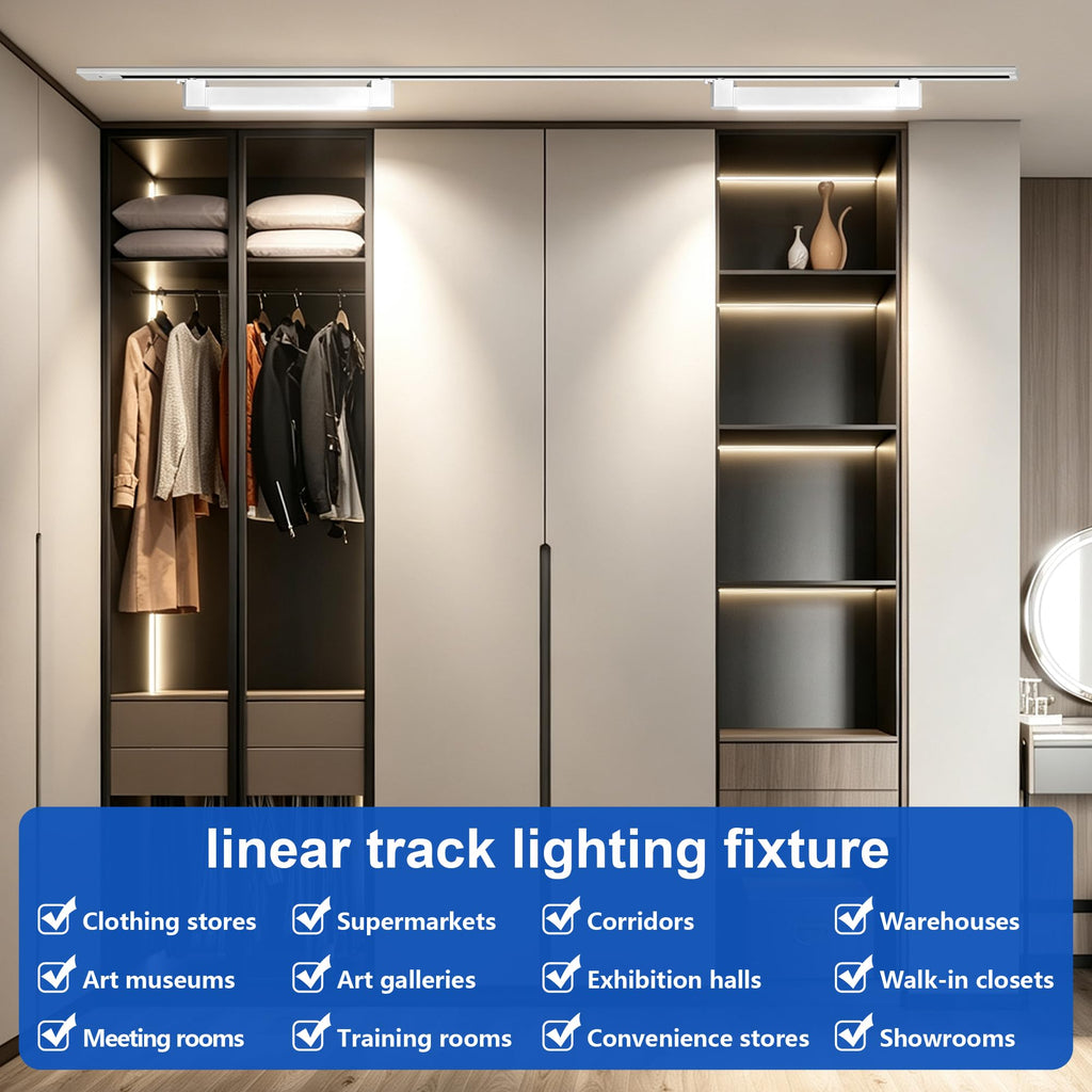 Linear LED Flood Track Heads, H-Type 3-Wire Fit, 3 CCT 3000K/4000K/6000K, Flicker-Free Anti-Glare Track Lights s