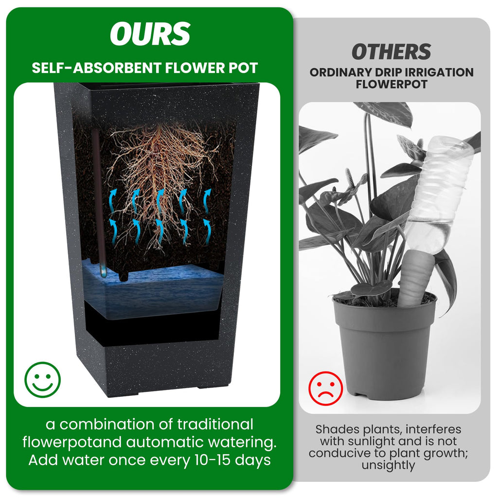 16" Tall Planters Set of 4, Outdoor&Indoor Planter Pots, Black