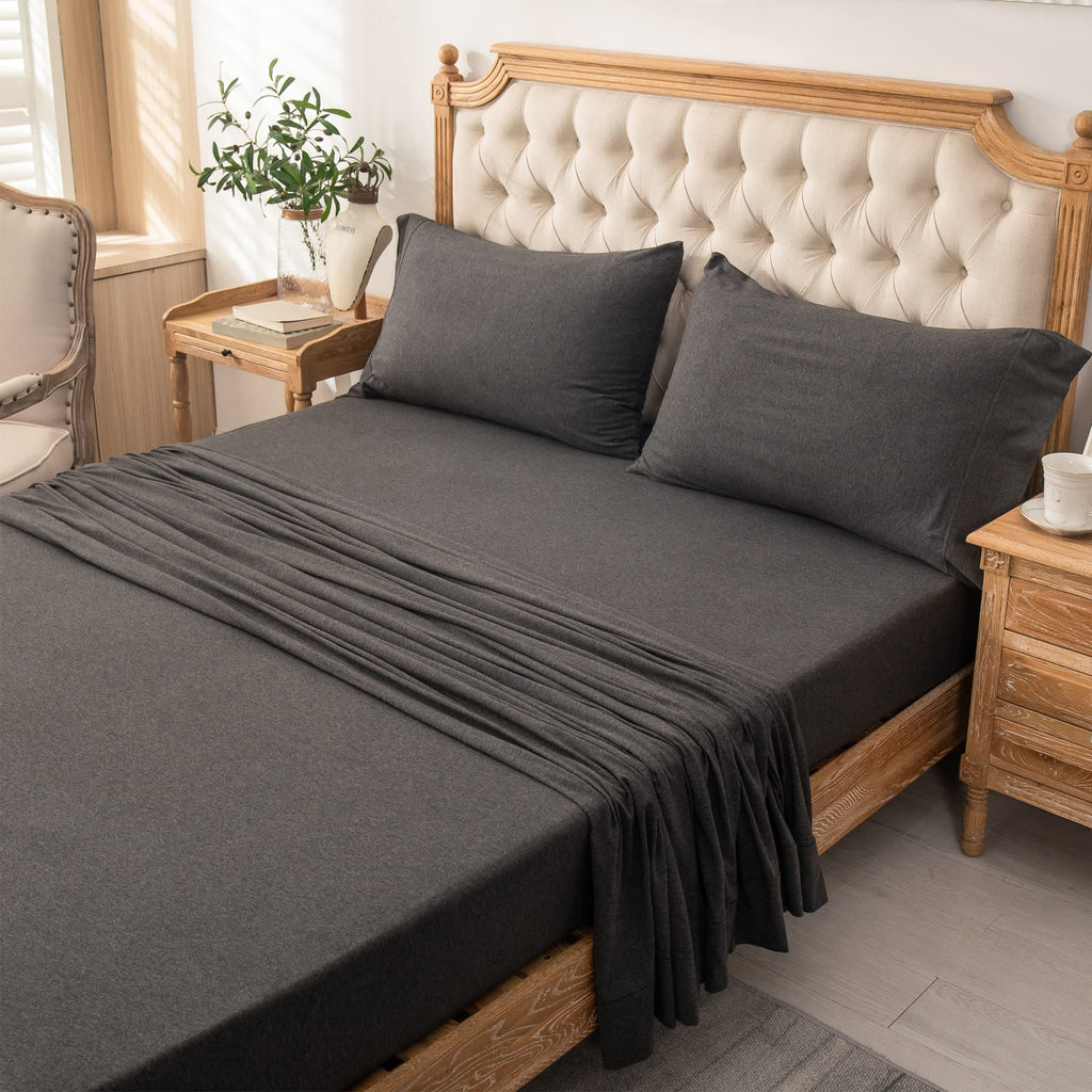 ERA Jersey Knit Sheet Set Heather Charcoal Grey Queen